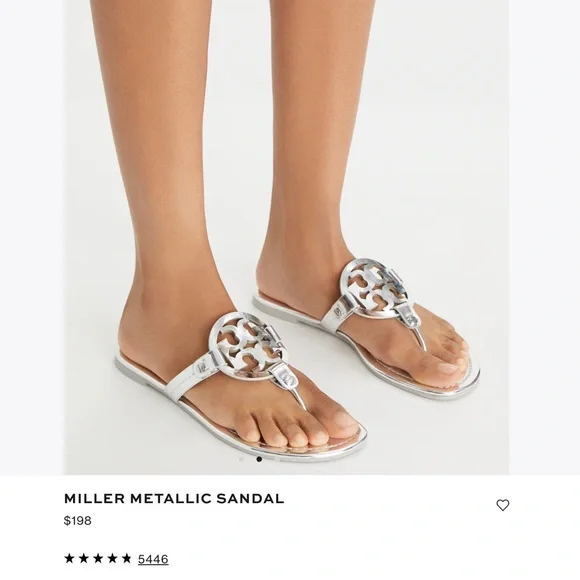 Tory Burch Miller Sandals Silver Metallic - Picture 9 of 9